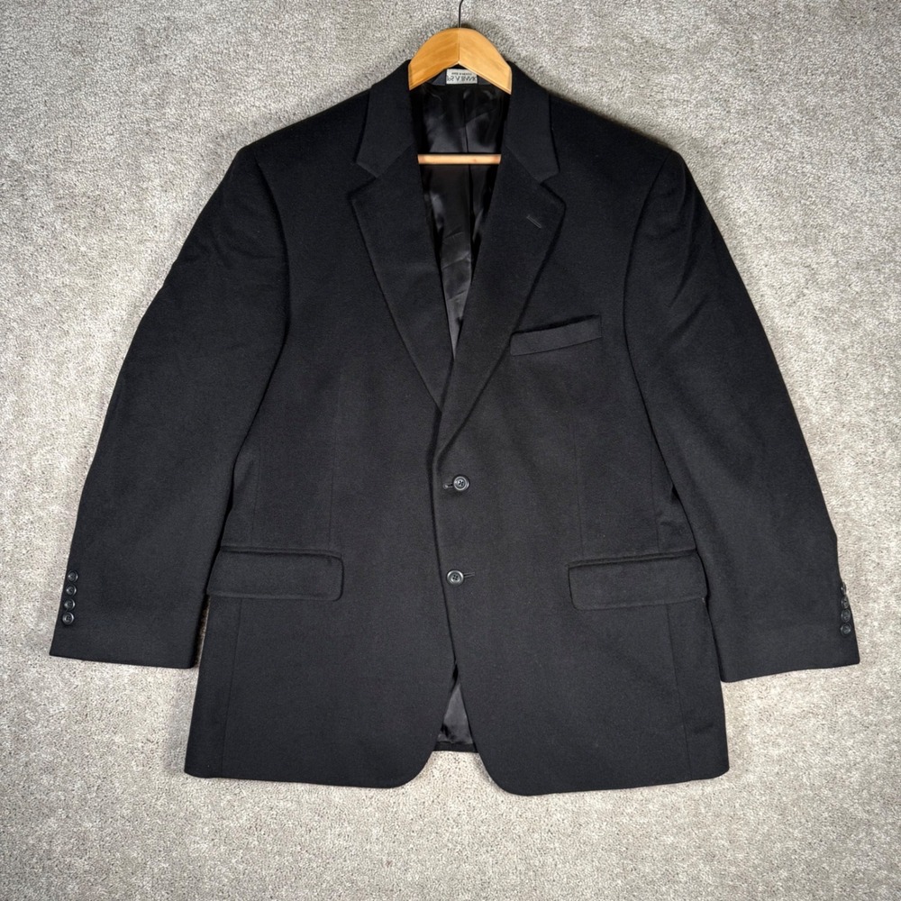 Jos A Bank Men's 44S Black 100% Cashmere Two Button Jacket Blazer Sport Coat
